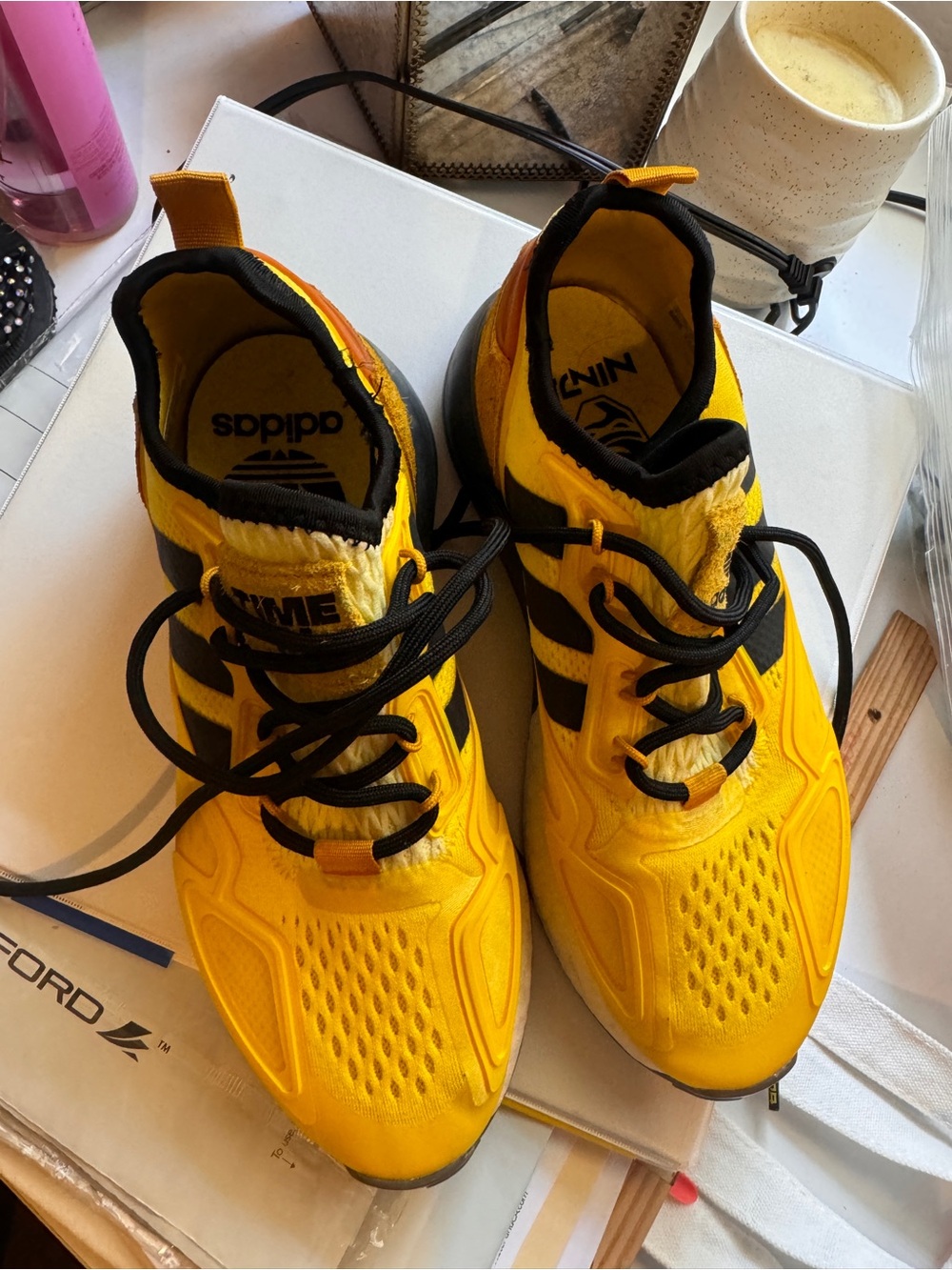 adidas Kids Yellow and Black Athletic Sneakers